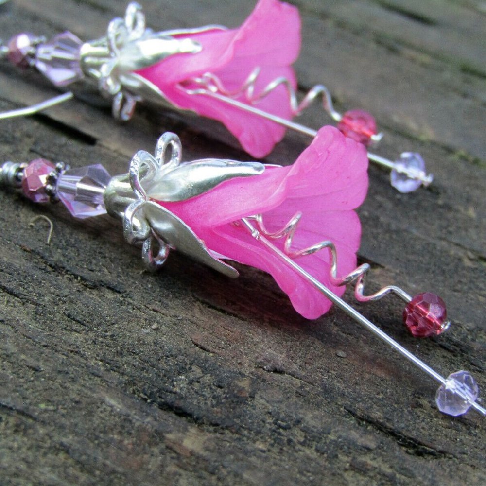 Flower Earrings Rose Pink